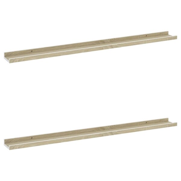 vidaXL Étagères murales 2 Pièces blanc et chêne sonoma 100x9x3 cm