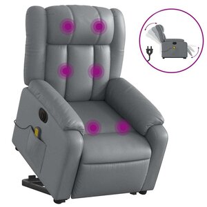 vidaXL Fauteuil inclinable de massage électrique gris similicuir