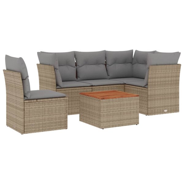vidaXL Salon de jardin avec coussins 6 Pièces beige résine tressée