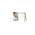 AXI Beach Tower avec Balancoire Double Marron Toboggan Blanc