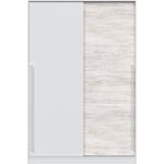 Armoire 2 portes coulissantes blanc artik et chêne nodi 200 x 121 x 50 cm