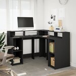 vidaXL Bureau avec lumières LED noir 130x130x91 cm bois d'ingénierie