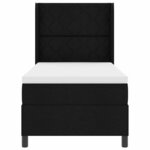 vidaXL Lit à ressort LED avec matelas Noir 100 x 200 cm tissu