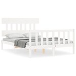 vidaXL Cadre de lit sans matelas blanc bois de pin massif