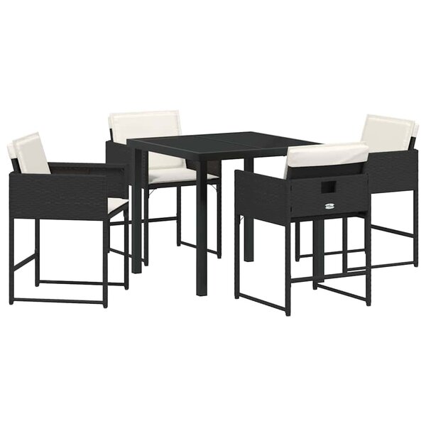 vidaXL Ensemble de salle à manger pour jardin 5 Pièces Noir polyrotin