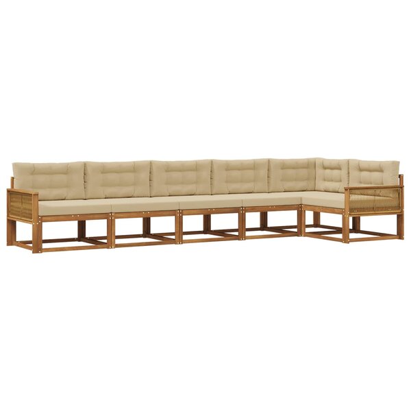 vidaXL Ensemble de canapés d'extérieur 6 pc Naturel et Beige