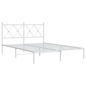 vidaXL Cadre de lit métal avec tête de lit blanc 140x190 cm