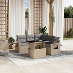 vidaXL Salon de jardin avec coussins 6 Pièces beige résine tressée