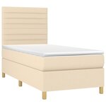 vidaXL Sommier à lattes de lit avec matelas Crème 100x200 cm Tissu