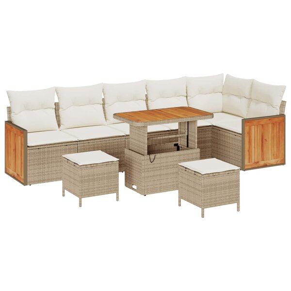 vidaXL Ensemble de canapé de jardin avec coussin 9 Pièces Beige et crème