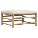vidaXL Salon de jardin 3 Pièces avec coussins blanc crème Bambou
