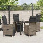 vidaXL Ensemble de salle à manger de jardin 5 pièces avec coussins gris en poly rotin