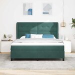 vidaXL Lit à ressorts avec matelas Vert foncé 200 x 180 cm Polyester