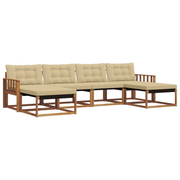 vidaXL Ensemble de canapés d'extérieur 6 pc Naturel et Beige