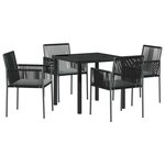 vidaXL Ensemble de salle à manger pour jardin 5 Pièces Noir Poly rotin