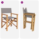 vidaXL Chaise de directeur Marron et gris clair Bois de teck massif