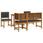 Set de salle à manger de jardin 5 pièces avec coussins en bois d'acacia