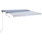 vidaXL Auvent manuel rétractable sur pied 400x350 cm Bleu/Blanc