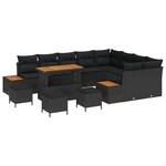 vidaXL Ensemble de canapé de jardin avec coussin 13 Pièces Noir