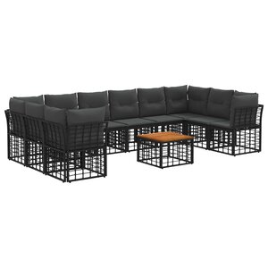 vidaXL Ensemble de canapés d'extérieur 11 Pièces Noir et Gris foncé