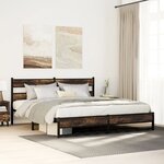 vidaXL Cadre de lit en métal sans matelas chêne fumé 193x203 cm