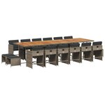 vidaXL Ensemble à manger de jardin 17 Pièces et coussins résine tressée