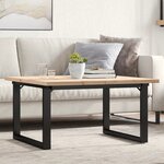 vidaXL Table basse cadre en O 90x90x45 5cm bois de pin massif et fonte