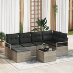 Ensemble de Canapés de Jardin de 7 Pièces avec Coussins Gris en Rattan Poly