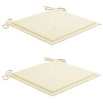 vidaXL Chaises de jardin lot de 2 et coussins crème Bois teck massif