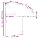 vidaXL Auvent manuel rétractable avec LED 150 cm Orange et marron