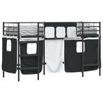 vidaXL Cadre de lit superposé pour enfants avec rideaux Uni Noir