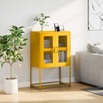 vidaXL Buffet haut jaune moutarde 68x39x107 cm acier