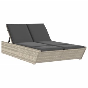 vidaXL Chaise longue double avec coussins gris clair résine tressée