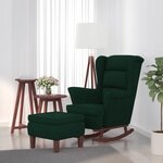 vidaXL Chaise à bascule avec pieds en bois et tabouret Vert foncé