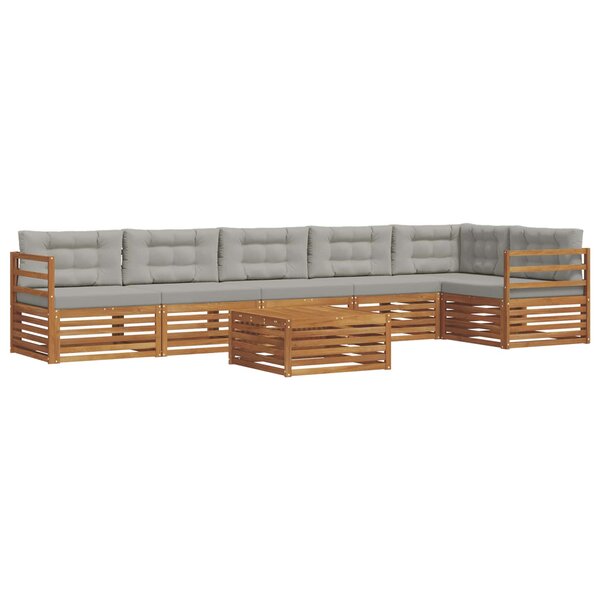 vidaXL Ensemble de canapés d'extérieur 7 Pièces Gris Naturel et Clair