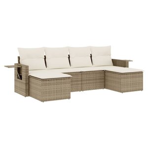 vidaXL Salon de jardin avec coussins 6 Pièces beige résine tressée