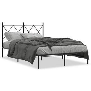 vidaXL Cadre de lit métal sans matelas avec tête de lit noir 120x200cm