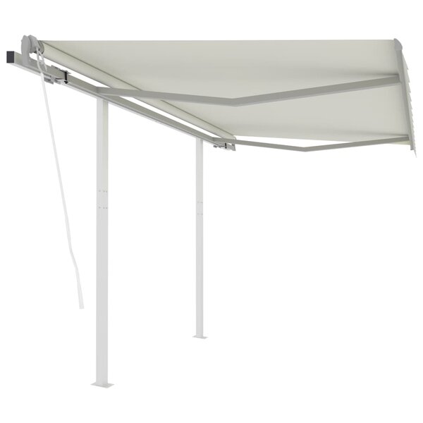 vidaXL Auvent rétractable automatique et poteaux 3x2 5 m Crème