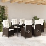 vidaXL Ensemble de salle à manger de jardin 7 pièces avec coussins Marron Poly Rattan