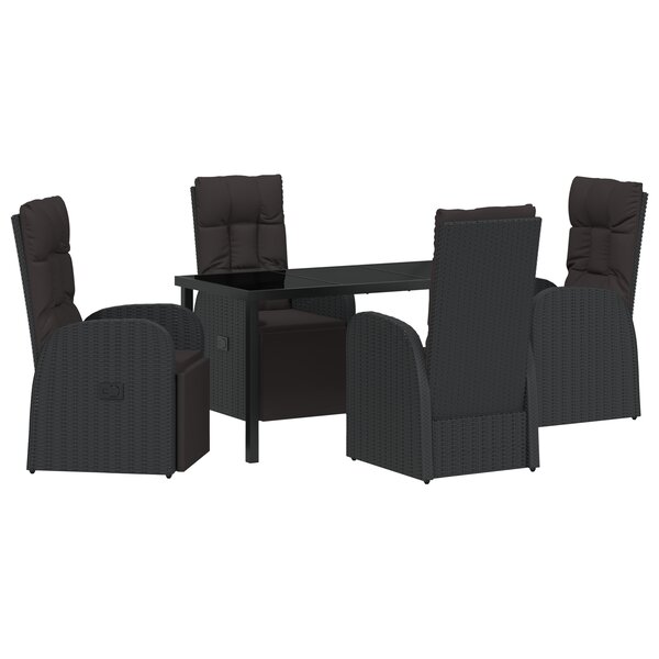 vidaXL Ensemble de jardin 5 pièces avec coussins - Rattan poly noir