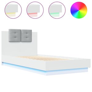 vidaXL Cadre de lit avec LED sans matelas blanc 90x190 cm