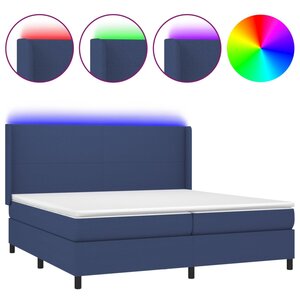 vidaXL Sommier à lattes de lit matelas LED Bleu 200x200 cm Tissu