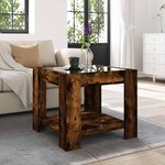 vidaXL Table basse avec LED chêne fumé 53x53x45 cm bois d'ingénierie