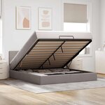 vidaXL Lit ottoman avec matelas et LED Taupe 180x200cm tissu