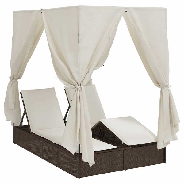 vidaXL Transat double Blanc chaud 205 x 129 x 200 cm polyrotin