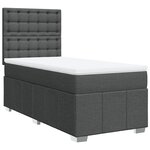 vidaXL Sommier à lattes de lit avec matelas Gris foncé 90x200 cm Tissu