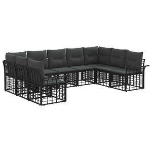 vidaXL Ensemble de canapés d'extérieur 9 Pièces Noir et Gris foncé