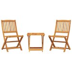 vidaXL Ensemble à manger de jardin pliable 3 Pièces bois d'acacia massif