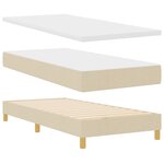 vidaXL Lit à ressorts avec matelas - Tissu crème  100 x 200 cm
