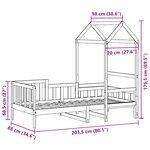 vidaXL Lit de jour avec toit sans matelas blanc 80x200 cm bois massif